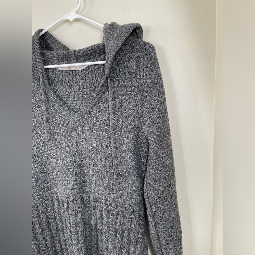 Athleta BOREALIS HOODIE SWEATER DRESS Gray Knit Dress Merino Wool Cozy Size M - Picture 4 of 16